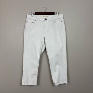 J. Jill‎ Jeans 12 White Authentic Fit Cropped Mid Rise Stretch Zip Fly Denim
